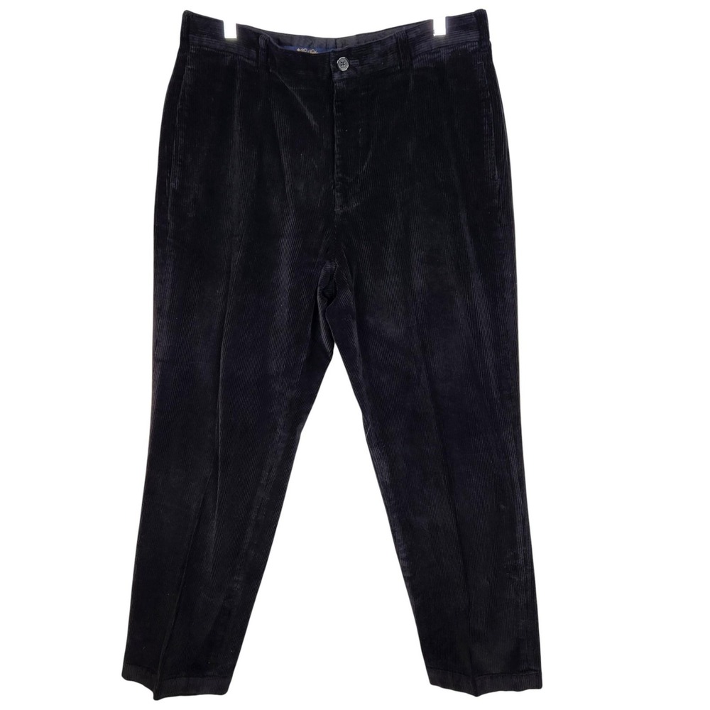 BROOKS BROTHERS Pants Mens 35x32 Black Hudson Corduroy Straight Leg Flat Front